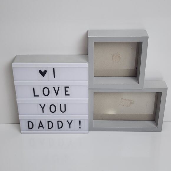 Cinema Light Box Marquee Sign 'I Love You Daddy' Wooden Dual Picture Frame - Picture 2 of 11